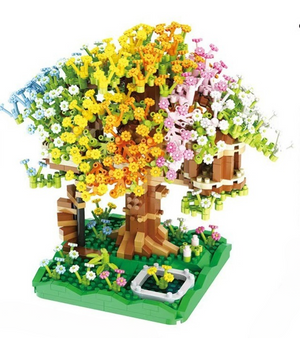 Rainbow Tree House Building Block Kit – Colourful Nature Micro Build Display Set