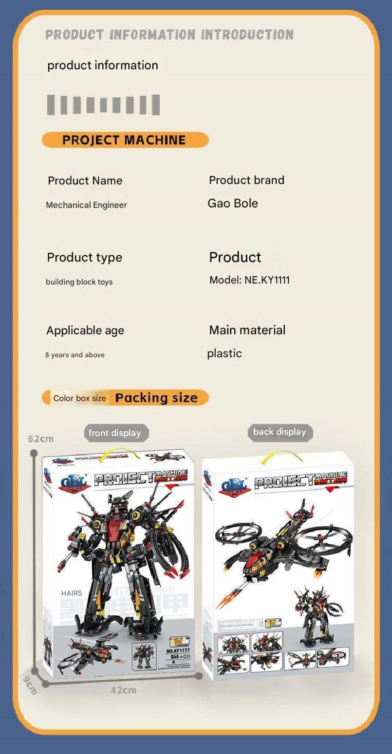 Black Lightning Mecha Building Kit – Twin Wing Combat Robot Display