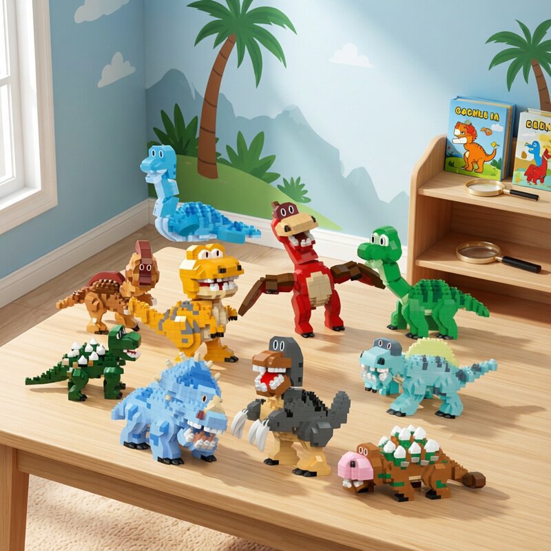 Cartoon Dinosaur Building Kit – Cute Dino Micro Build Set