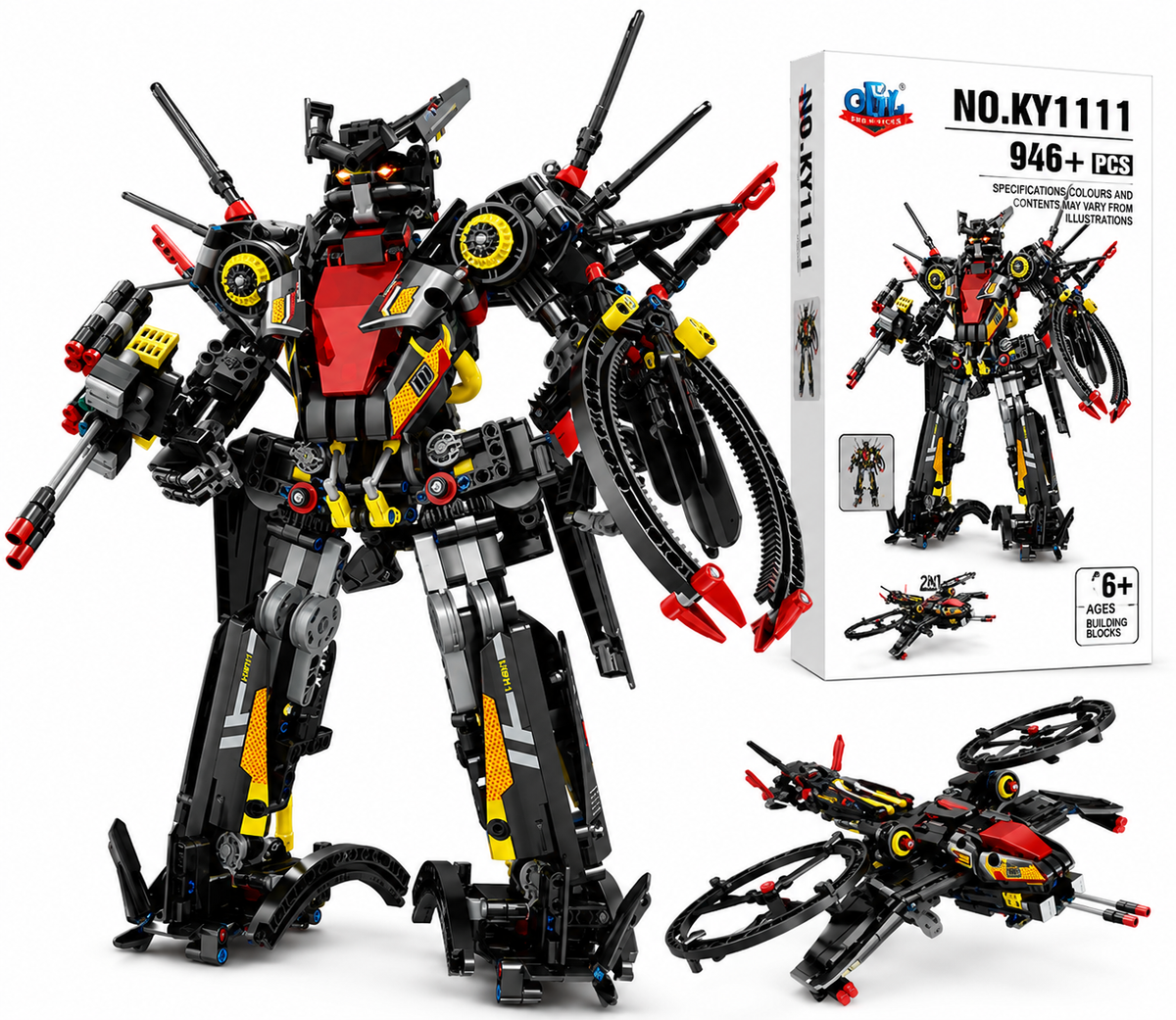 Black Lightning Mecha Building Kit – Twin Wing Combat Robot Display