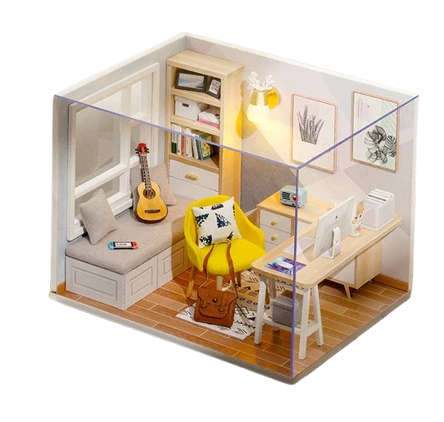 1:32 Handmade Mini Sunshine Study DIY Cabin Building Blocks Model Kit