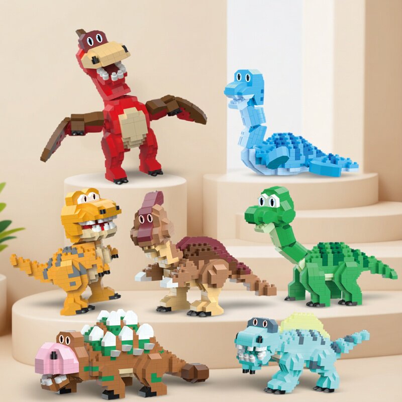 Cartoon Dinosaur Building Kit – Cute Dino Micro Build Set