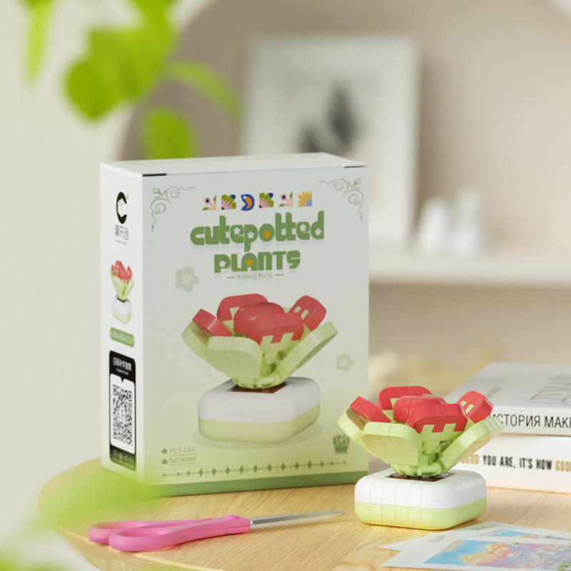 Cute Potted Plant Building Kit – Mini Botanical Display Set