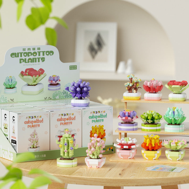 Cute Potted Plant Building Kit – Mini Botanical Display Set