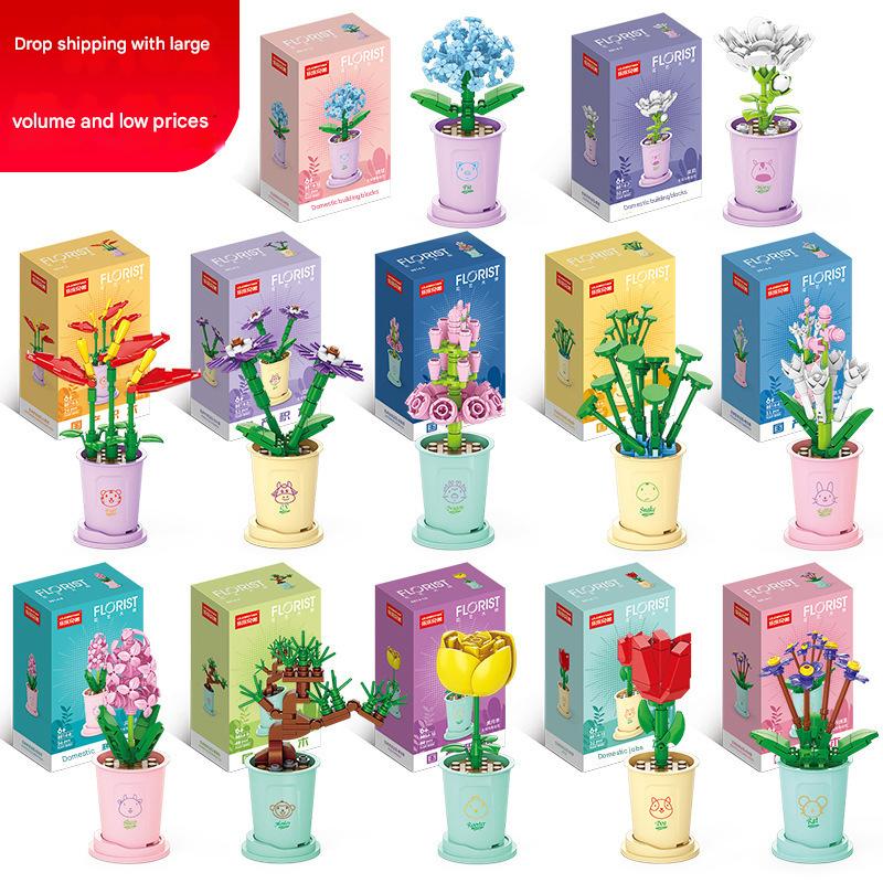 Florist Flower Pot Building Kit – Botanical Micro Build Set
