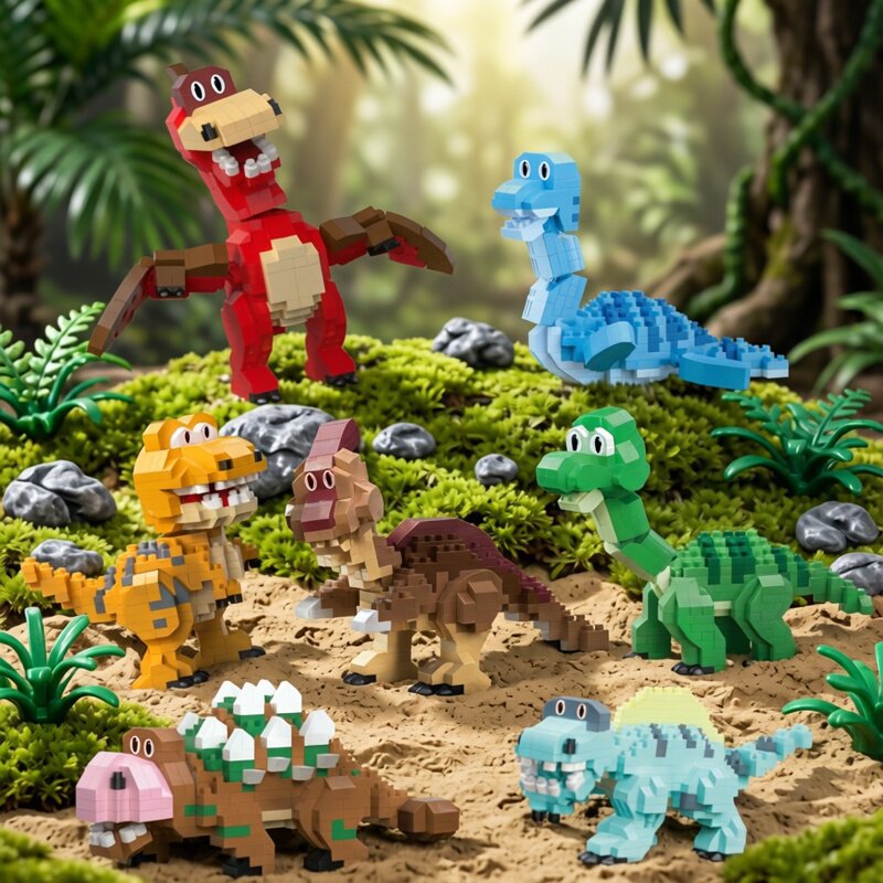 Cartoon Dinosaur Building Kit – Cute Dino Micro Build Set