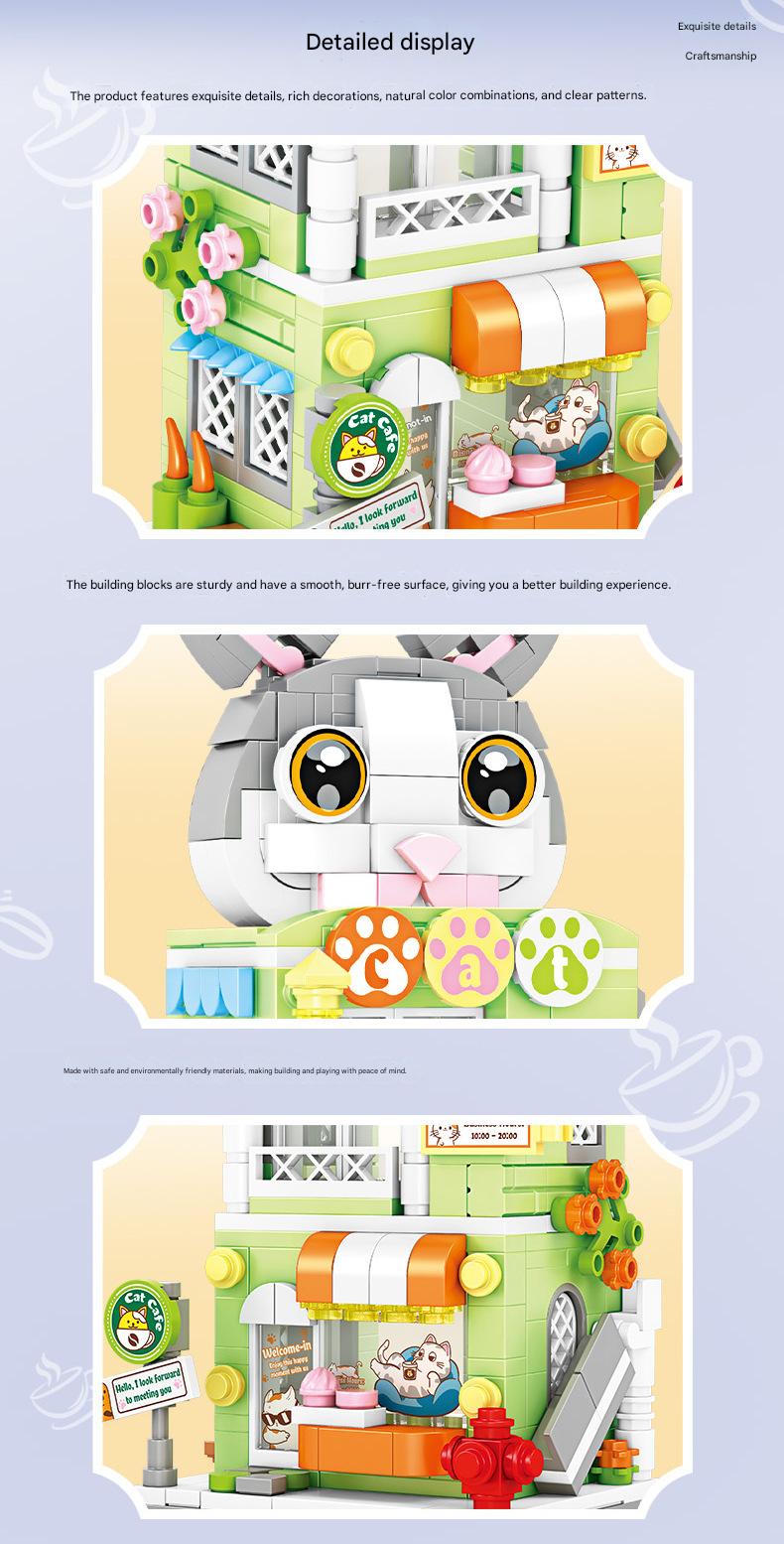 Animal Cafe Shop Building Kit – Cute Rooftop Storefront Set