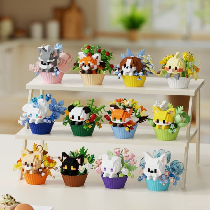 Animal Cup Garden Building Kit – Cute Character Micro Build Set