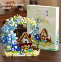 Moon Flower Wooden House Building Block Kit – Dreamy LED Cabin Display Set