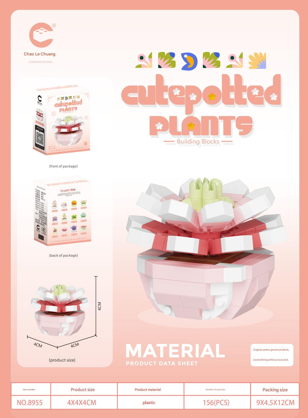 Cute Potted Plant Building Kit – Mini Botanical Display Set