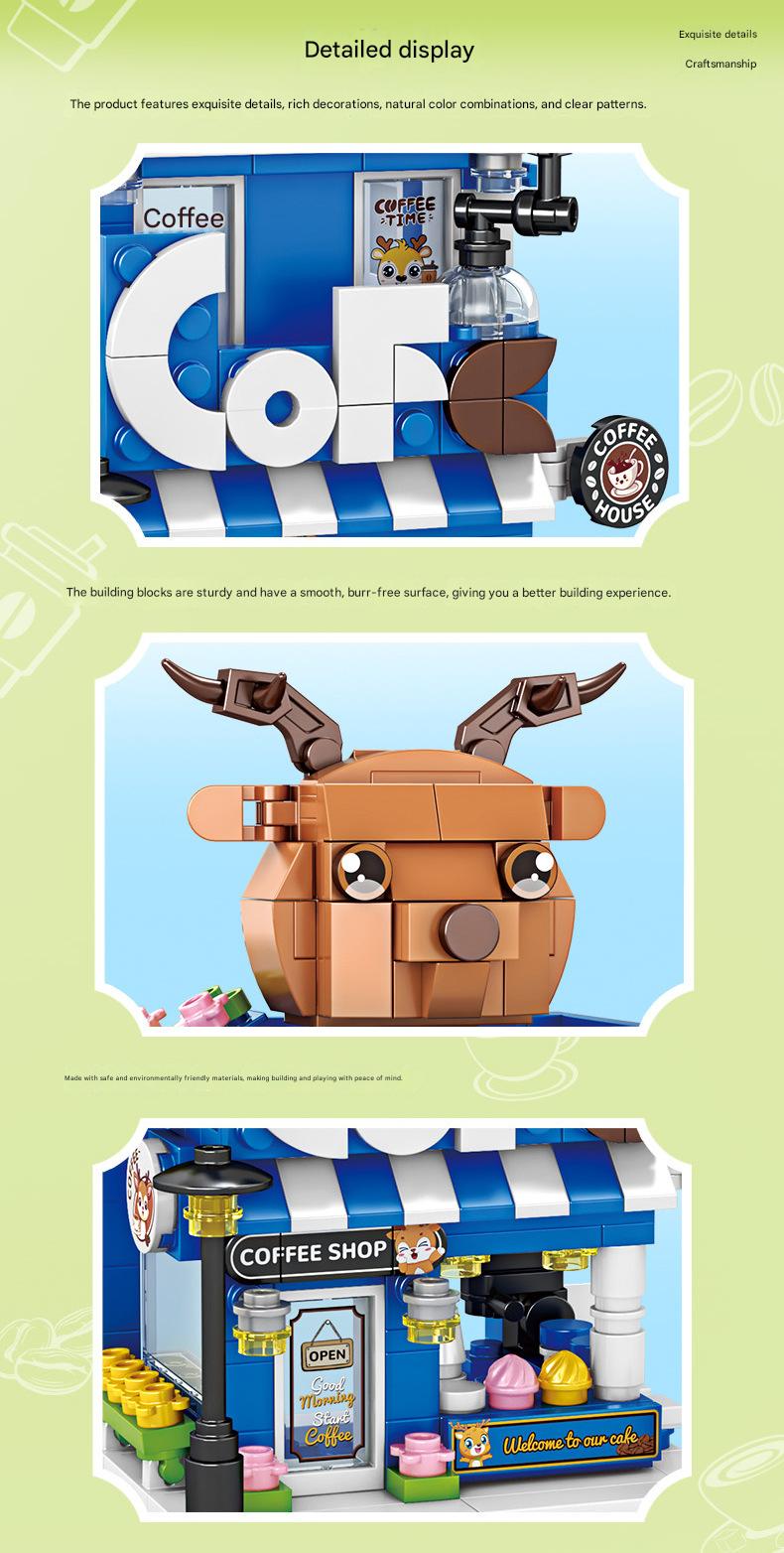 Animal Cafe Shop Building Kit – Cute Rooftop Storefront Set