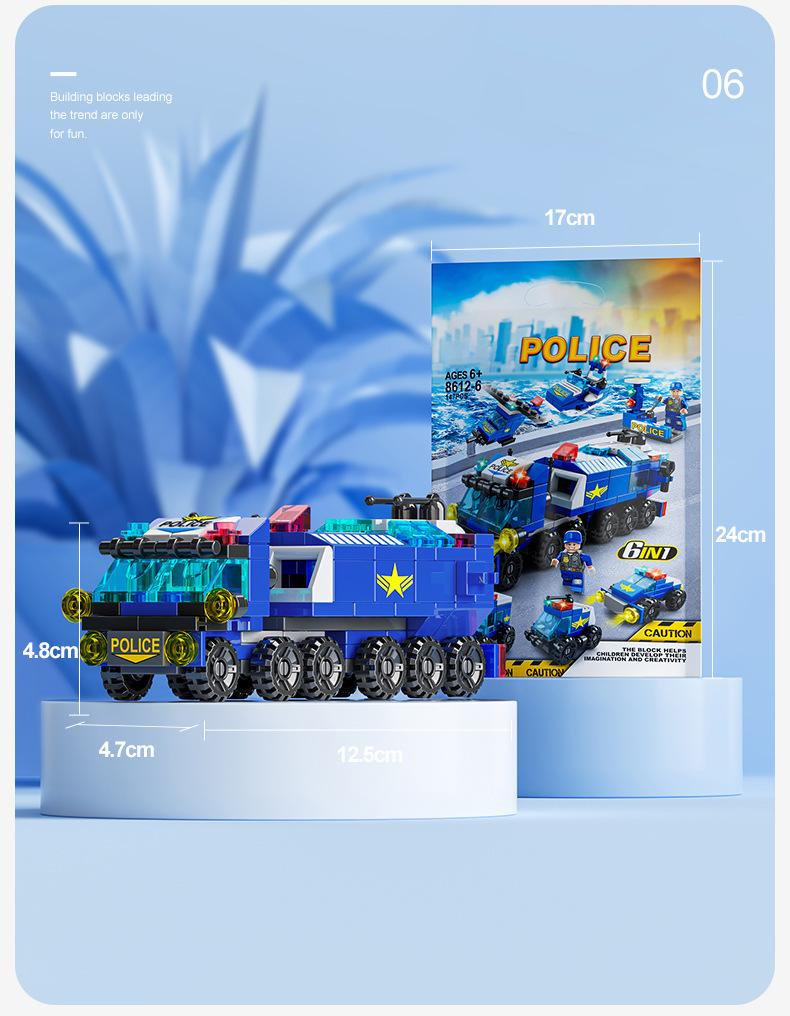 Emergency Vehicles Building Kit – 6-in-1 Rescue Transport Set