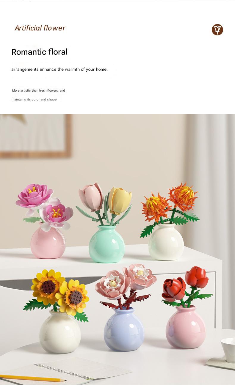 Flower Vase Building Kit – Elegant Floral Micro Build Set