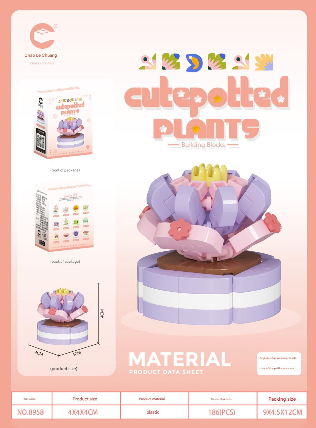 Cute Potted Plant Building Kit – Mini Botanical Display Set