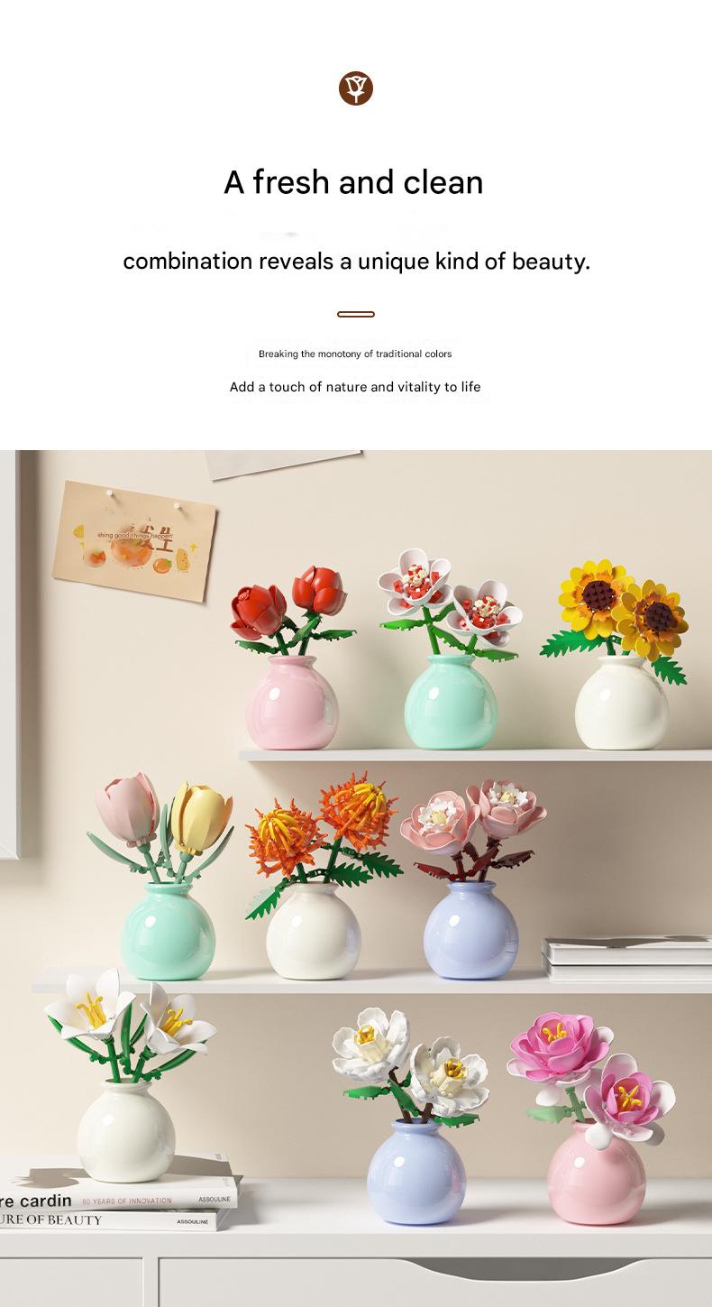Flower Vase Building Kit – Elegant Floral Micro Build Set