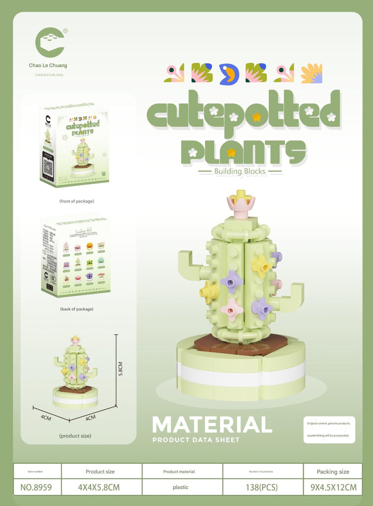 Cute Potted Plant Building Kit – Mini Botanical Display Set