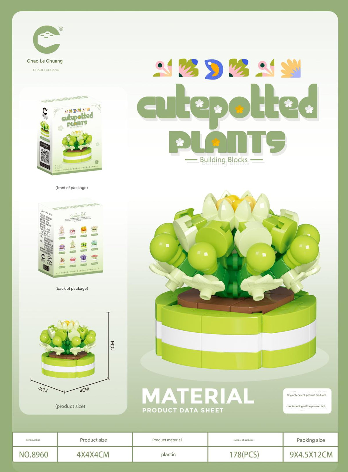 Cute Potted Plant Building Kit – Mini Botanical Display Set
