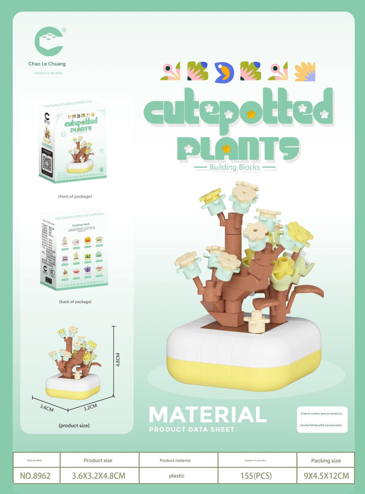 Cute Potted Plant Building Kit – Mini Botanical Display Set