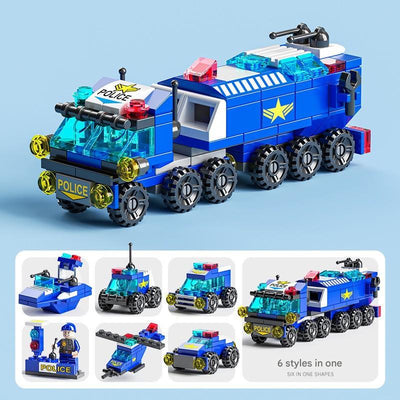 6 in 1 Vehicle Transforming Building Block Set