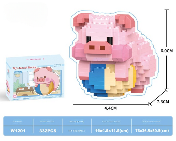 Cute Panda Pig Building Block Set
