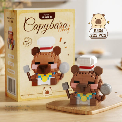 Cartoon Dolphin Baking Bear Doll Building Block Set