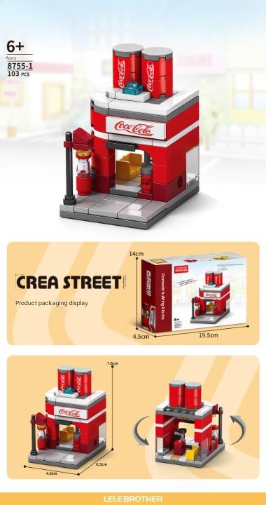 Mini Fast Food Street Scene Building Block Kit – Burger Shop & Café Micro Build Set