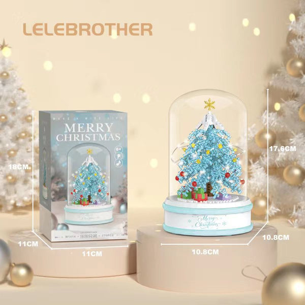 Christmas Tree Music Box Building Block Kit – LED Light-Up Holiday Display Set