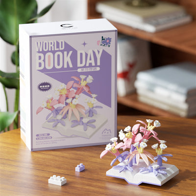 Mini Book Garden Flower Building Block Kit – Botanical Book Display Micro Build Set
