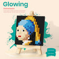 Mini Pixel Art Easel Building Block Kit – Famous Painting Micro Build with Wooden Frame