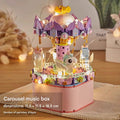 Amusement Park Music Box Building Block Kit – Rotating Carousel & Ferris Wheel Set