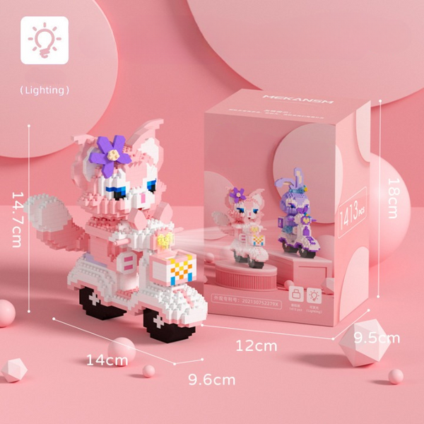 LED Cute Animal Scooter Mini Building Block Set
