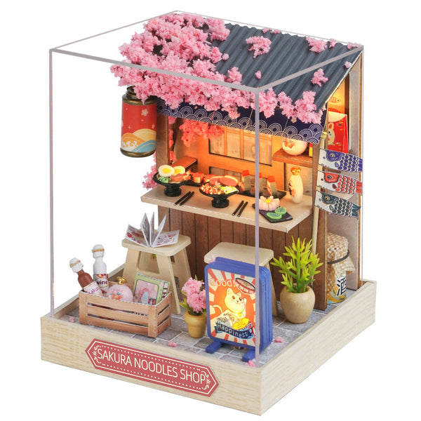 DIY Mini Wooden Dollhouse Kit Cute Room with LED Light