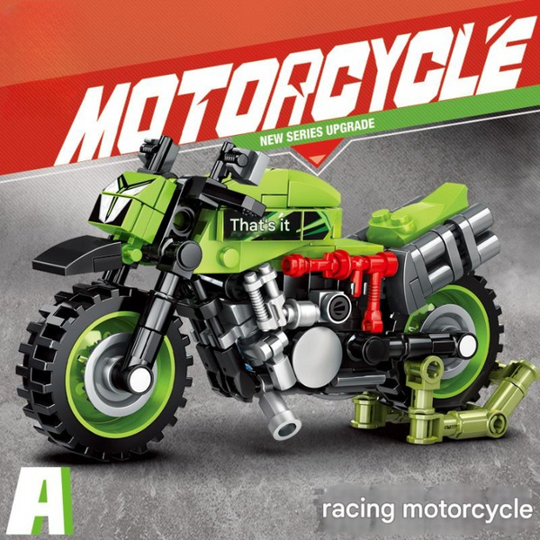 Mini Racing Motorcycle Micro Building Block Set