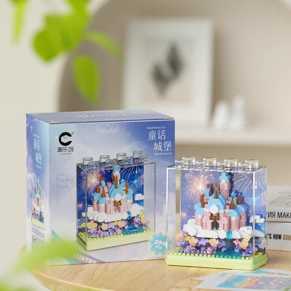 Fantasy Castle Mini Display Building Block Kit – Fairy Tale Ice Palace Micro Build Set
