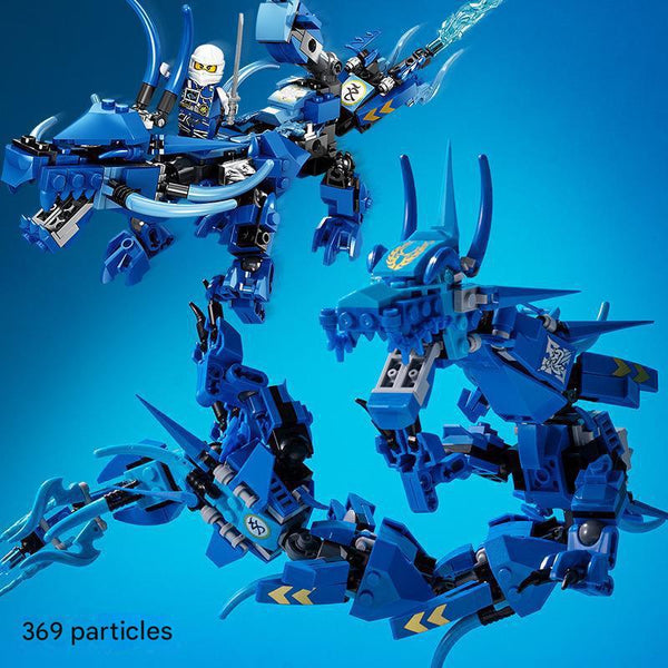2-in-1 Mecha Dragon Ninja Building Block Kit – Elemental Dragon Warrior Display Set