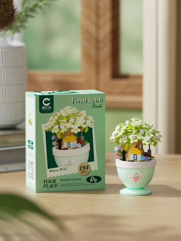 Flower Pot Garden Cottage Tree Building Block Model Kit