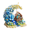 Moon Flower Wooden House Building Block Kit – Dreamy LED Cabin Display Set