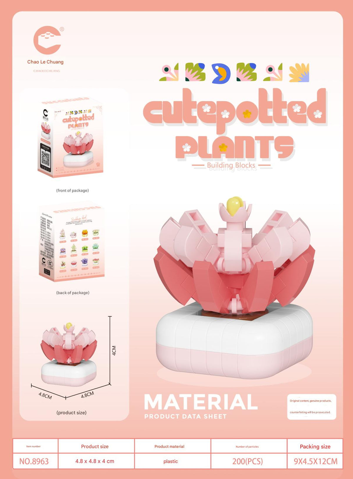 Cute Potted Plant Building Kit – Mini Botanical Display Set