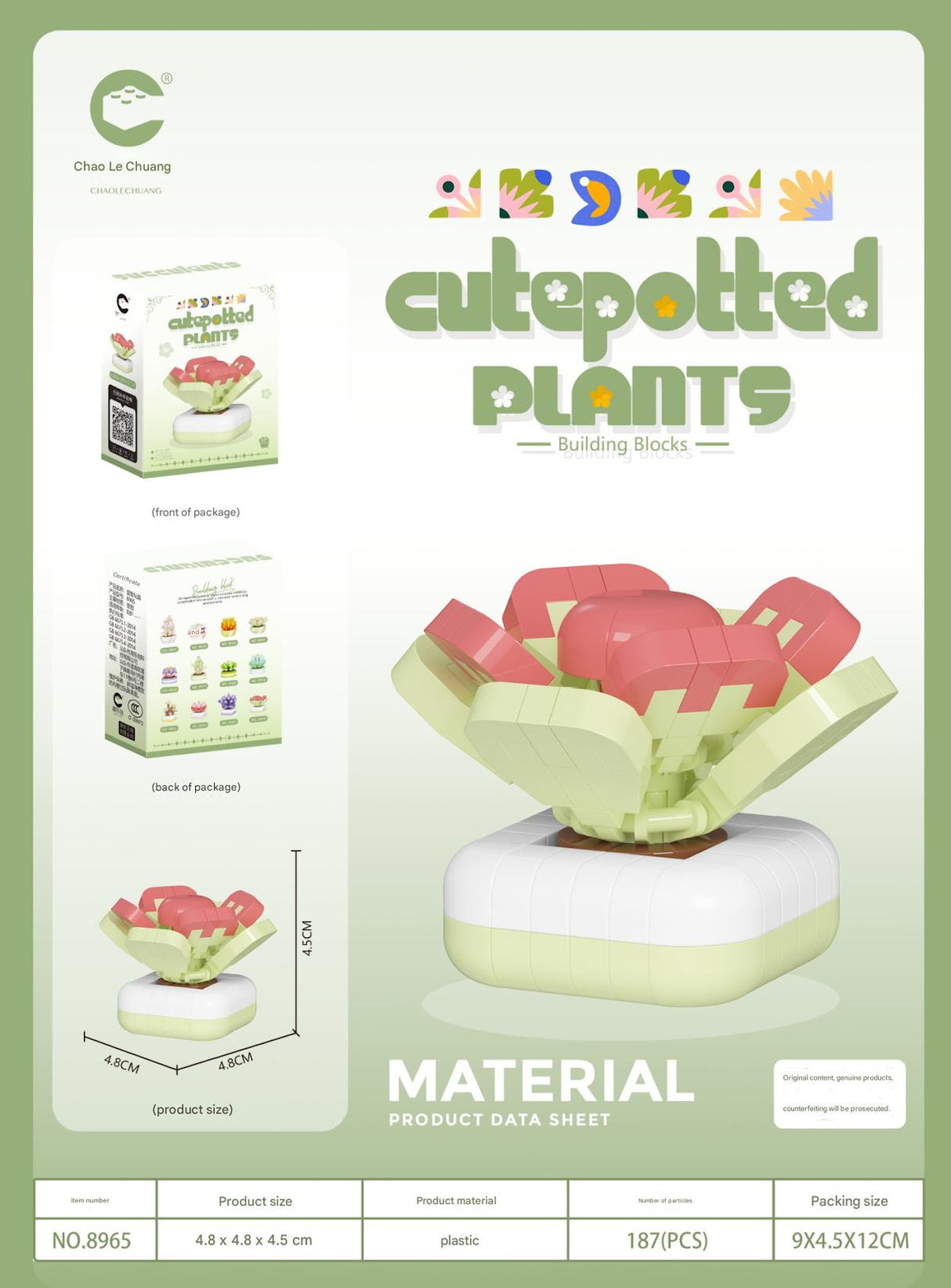 Cute Potted Plant Building Kit – Mini Botanical Display Set
