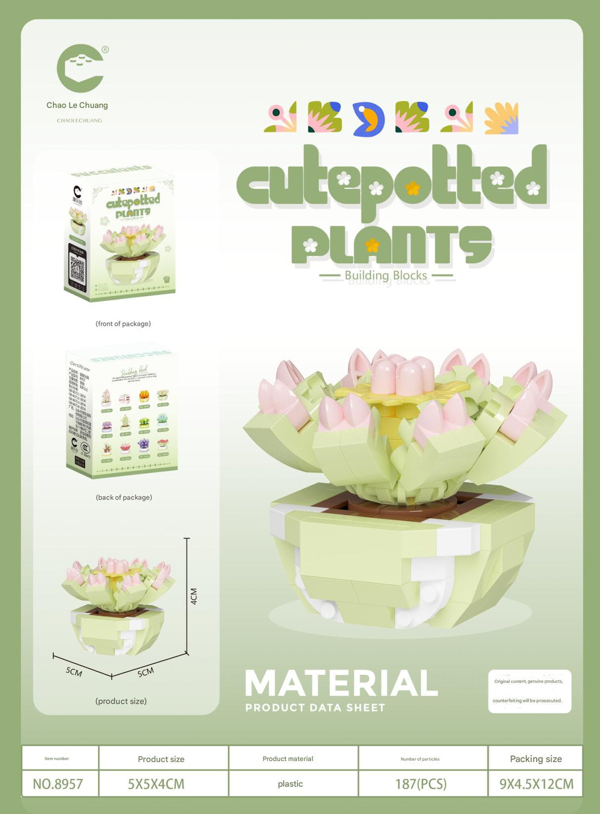 Cute Potted Plant Building Kit – Mini Botanical Display Set