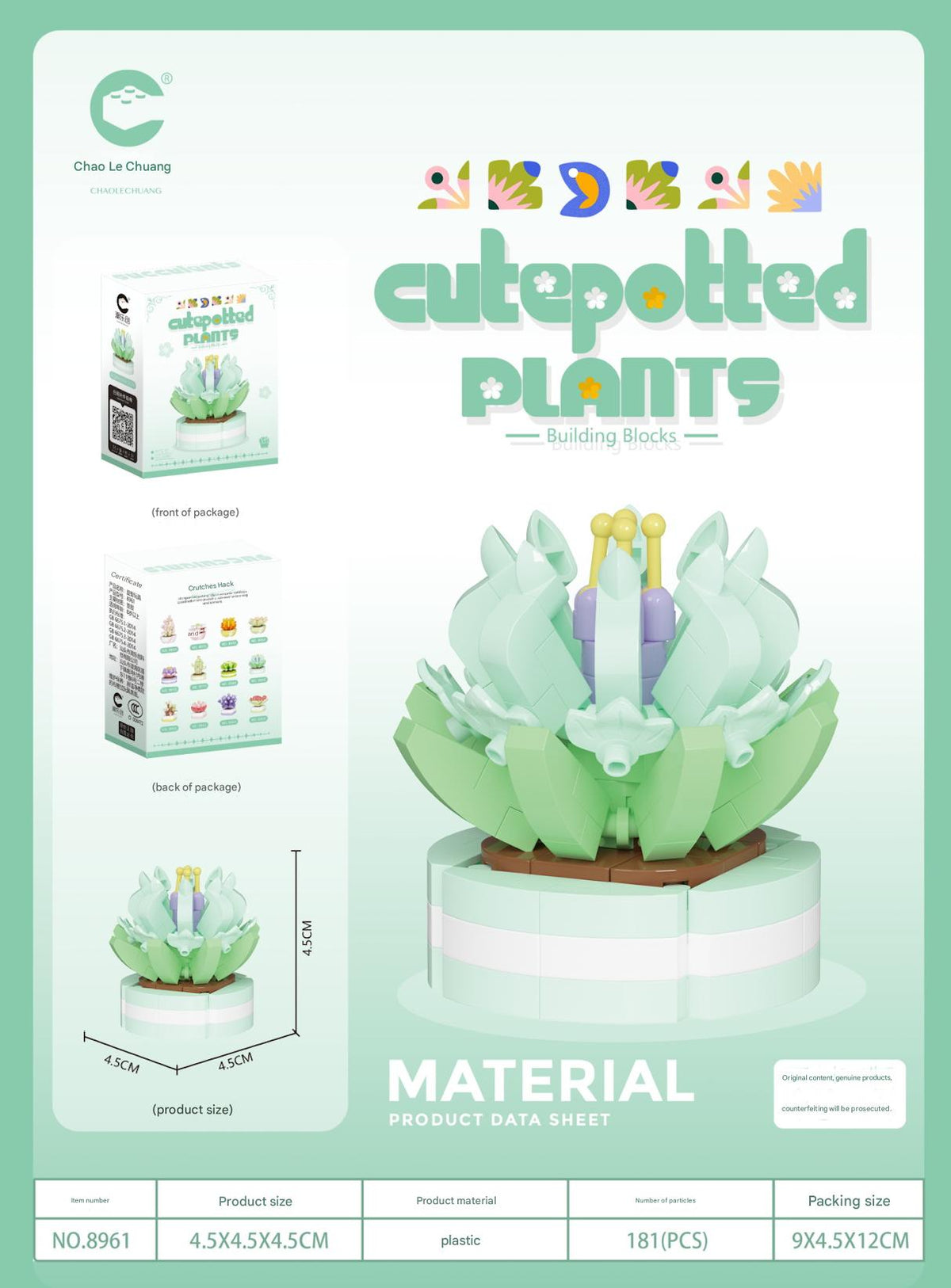 Cute Potted Plant Building Kit – Mini Botanical Display Set