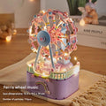 Amusement Park Music Box Building Block Kit – Rotating Carousel & Ferris Wheel Set
