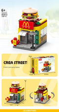 Mini Fast Food Street Scene Building Block Kit – Burger Shop & Café Micro Build Set