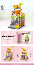 Mini Fast Food Street Scene Building Block Kit – Burger Shop & Café Micro Build Set