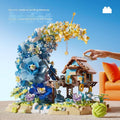 Moon Flower Wooden House Building Block Kit – Dreamy LED Cabin Display Set