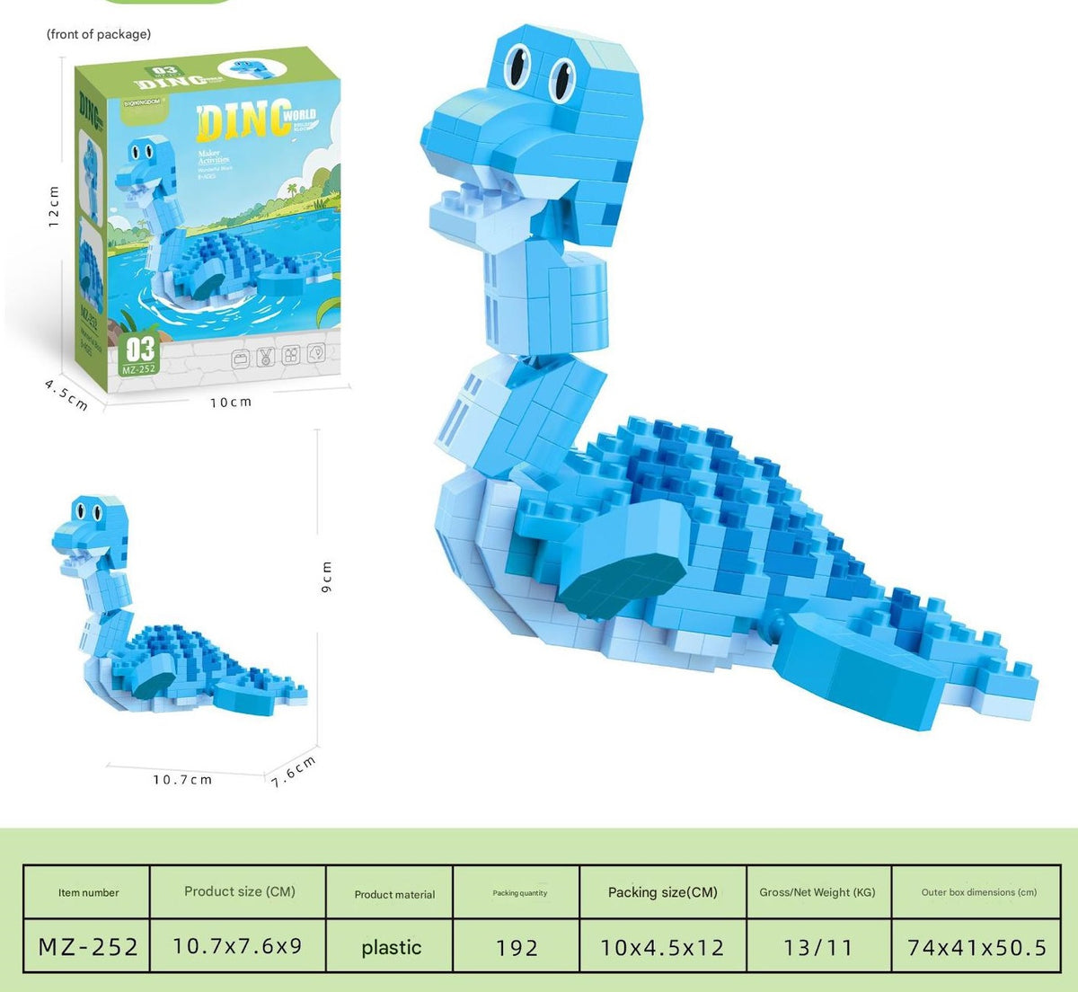 Cartoon Dinosaur Building Kit – Cute Dino Micro Build Set