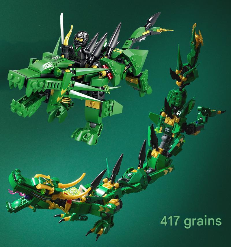 2-in-1 Mecha Dragon Ninja Building Kit – Elemental Dragon Warrior Display