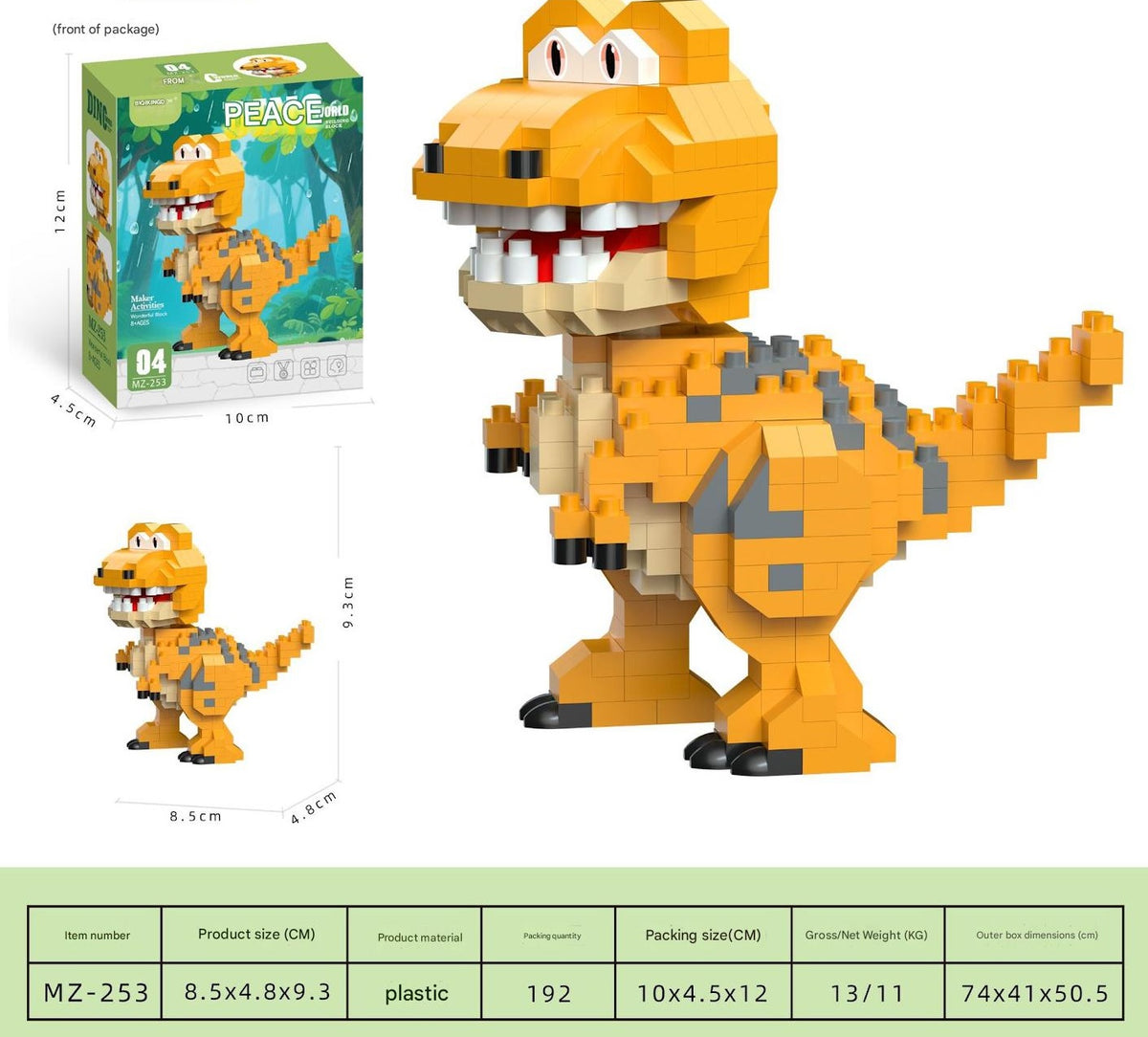 Cartoon Dinosaur Building Kit – Cute Dino Micro Build Set
