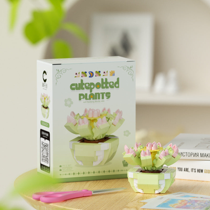 Cute Potted Plant Building Kit – Mini Botanical Display Set