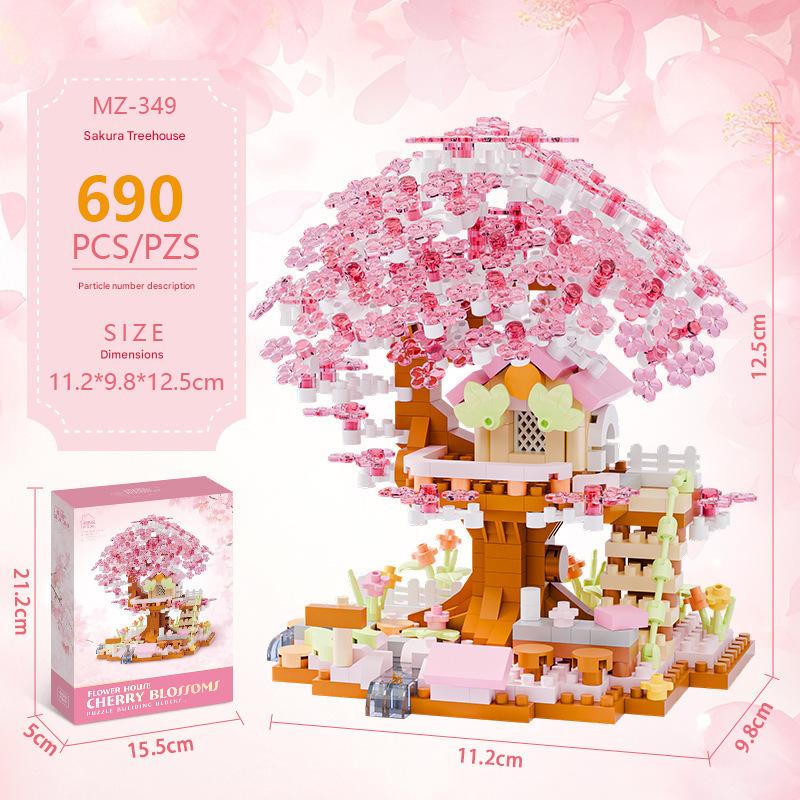 Cherry Blossom Tree House Building Kit – Sakura Season Micro Build Display